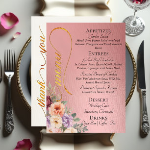 Rose Gold- Wildflowers, Monogram & Thank You  Menu