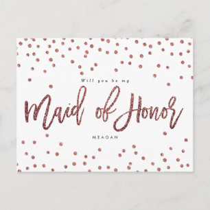 rose gold will you be my maid of honour card