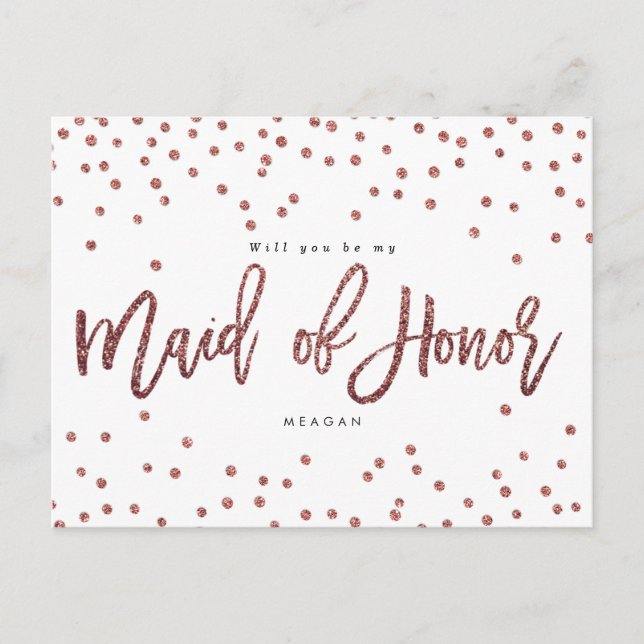 rose gold will you be my maid of honour card (Front)
