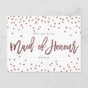rose gold will you be my maid of honour card