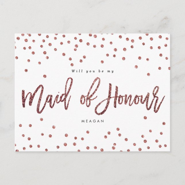 rose gold will you be my maid of honour card (Front)