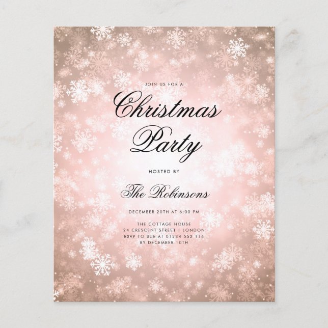 Rose Gold Winter Holiday Invite Program & Menu (Front)