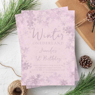 Rose Gold Winter ONEDERLAND 1st Birthday Blush  Invitation