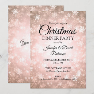 Rose Gold Winter Wonderland Holiday Party Invitation