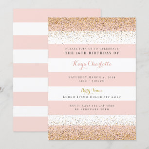 Rose Gold Women Birthday Invitation