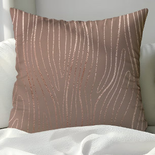 Rose Gold Wood Grain Abstract Luxe Glam Cushion