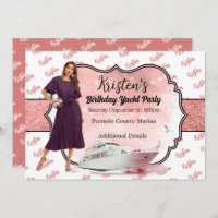 Rose Gold Yacht Party Birthday Invitation 