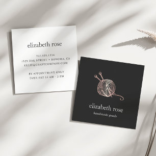 Rose Gold Yarn   Knitting Crochet Handmade Crafts Square Business Card