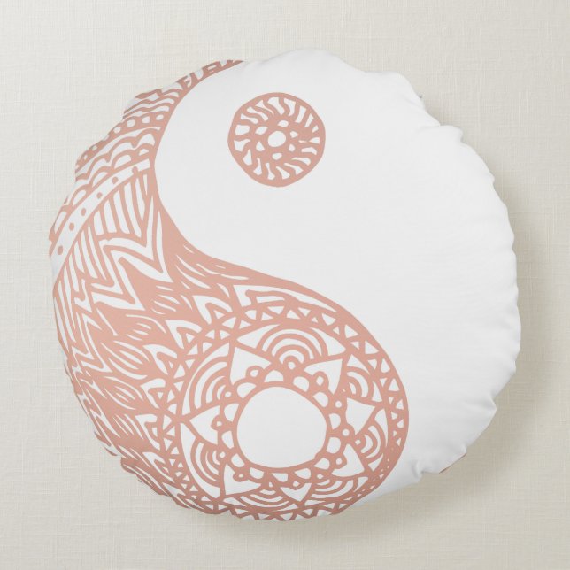 Rose Gold Yin Yang Round Cushion (Back)