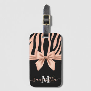 Rose Gold Zebra Print Luggage Tag
