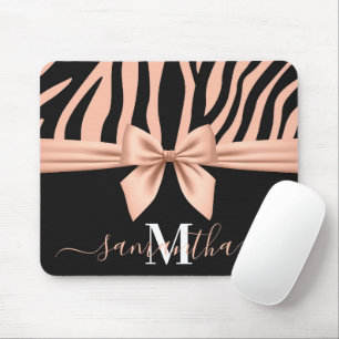 Rose Gold Zebra Print Mouse Pad