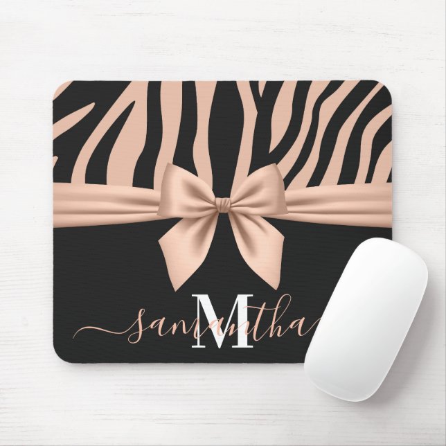 Rose Gold Zebra Print  Mouse Pad (With Mouse)