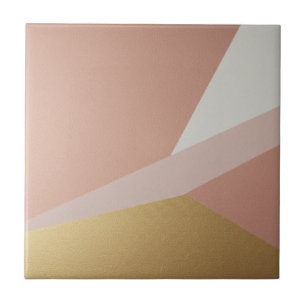 Rose Golden Hour Geometry Ceramic Tile