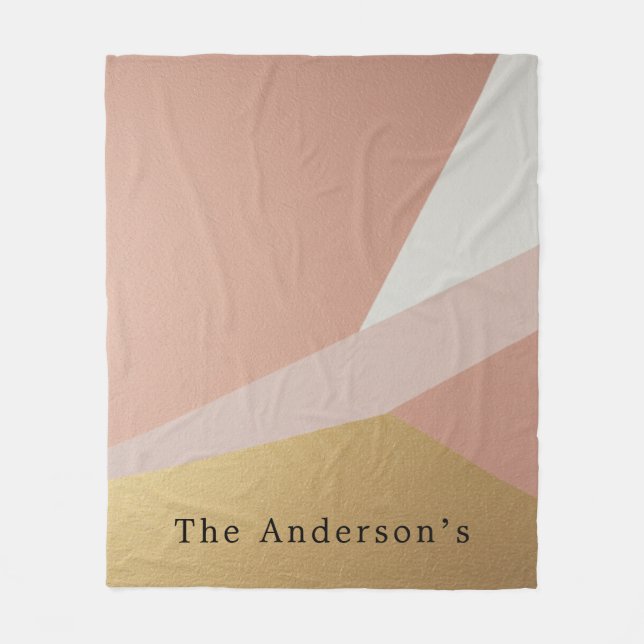 Rose Golden Hour Geometry Custom Fleece Blanket (Front)