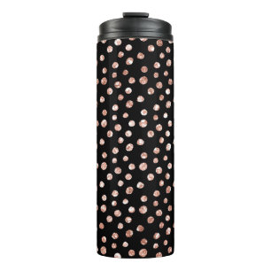 Rose Golden Pink Bright Bronze Dots Black Chic Thermal Tumbler