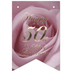Rose Golden Wedding Party 50th Anniversary Bunting