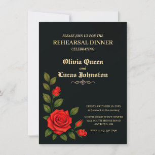 Rose Gothic Wedding Rehearsal Dinner Invitation