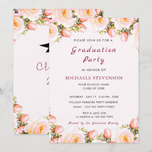 Rose Graduation Invitation Template Your Design