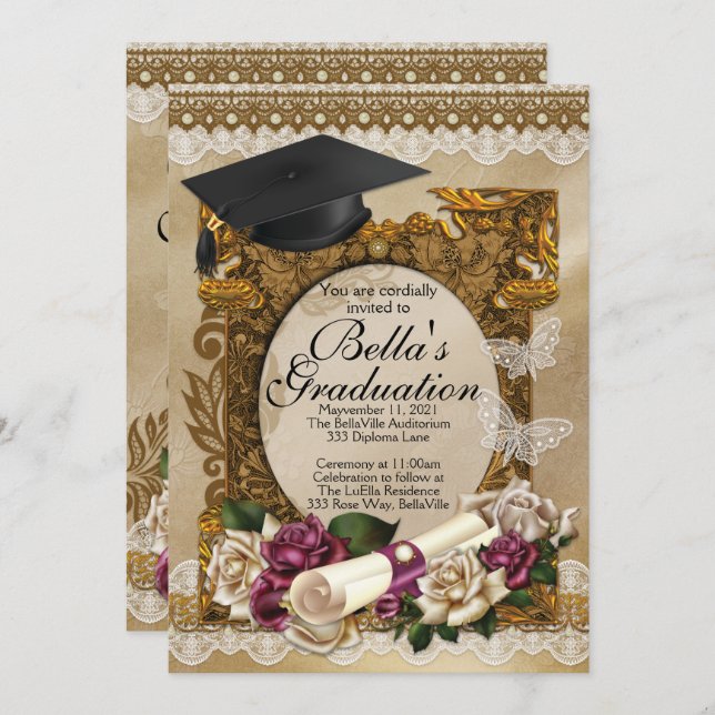 Rose Graduation Invitations (Front/Back)
