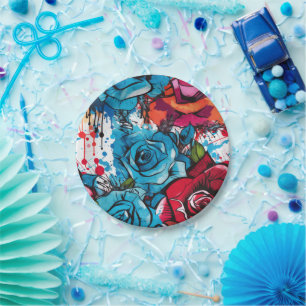 Rose Graffiti Urban Streetwear  Paper Plate