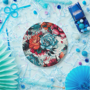 Rose Graffiti Urban Streetwear Paper Plate
