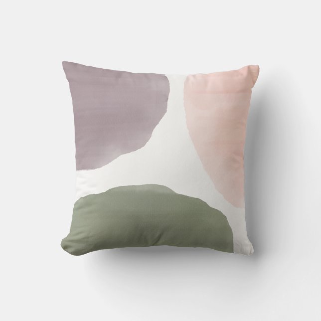 Rose, Grape & Sage Modern Watercolor Circles Cushion (Front)