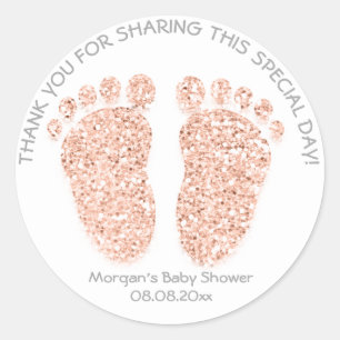 Rose GrayGlitter Feet Baby Shower Favour Gift Than Classic Round Sticker