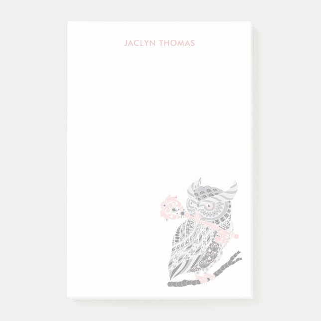 Rose Great Horned Owl Personalised Post-it Notes (Front)