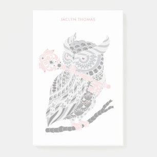 Rose Great Horned Owl Personalized Post-it Notes