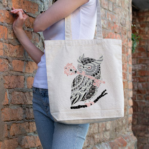 Rose Great Horned Owl Tote Bag