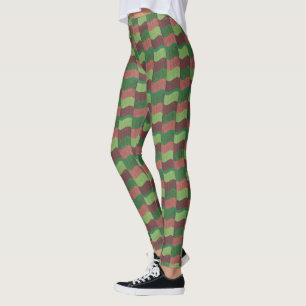 "Rose & Green Flag Shape Print" Yoga Leggings