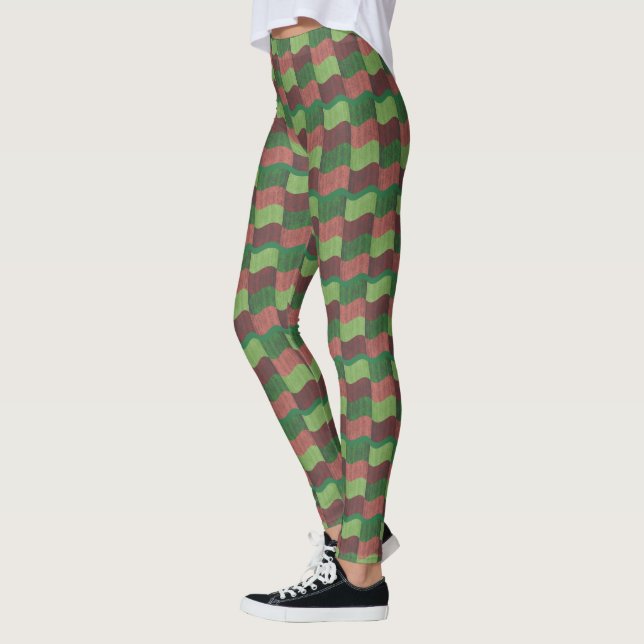 "Rose & Green Flag Shape Print" Yoga Leggings (Left)