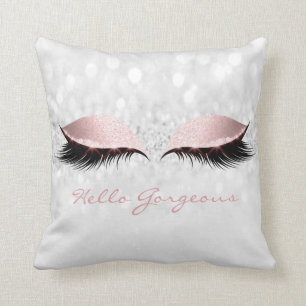 Rose Grey Girly Makeup Lashes Hello Gorgeous Cushion