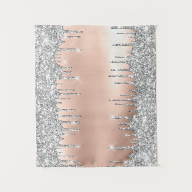 Rose Grey Silver Drips Window Decor Small2 Tapestry (Front)