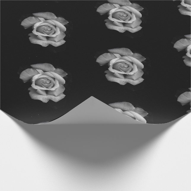 Rose Greyscale Wrapping Paper (Corner)