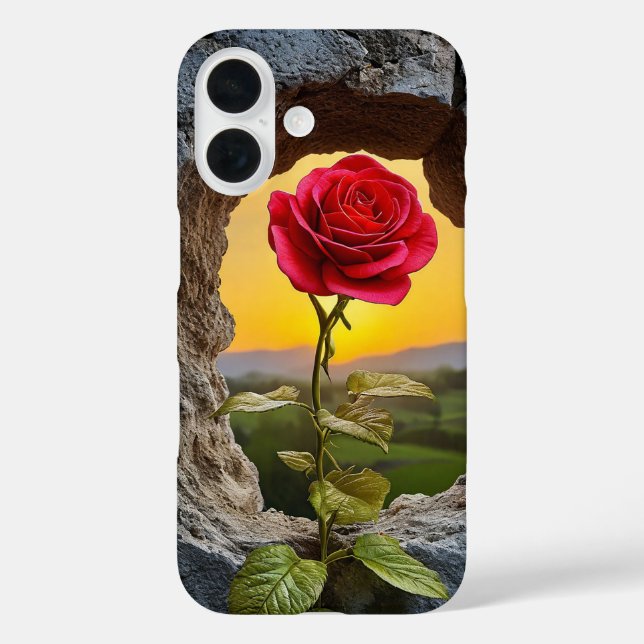 Rose growing out of a hole in a stone wall Case-Mate iPhone case (Back)