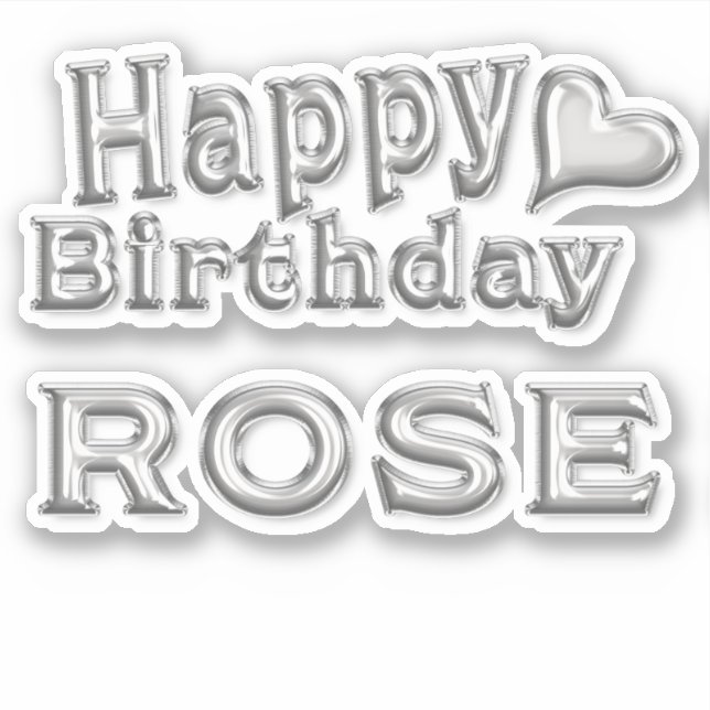 Rose Happy Birthday silver sticker sticker (Front)