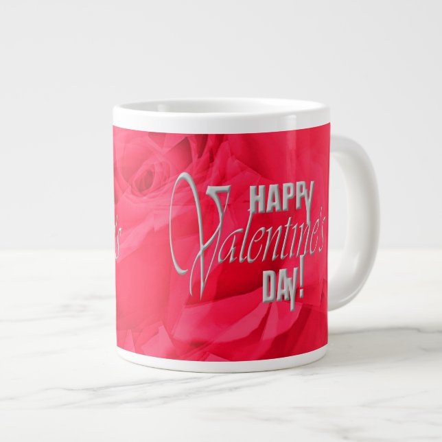 Rose "Happy Valentine's Day" Decorated Cup (Front Right)
