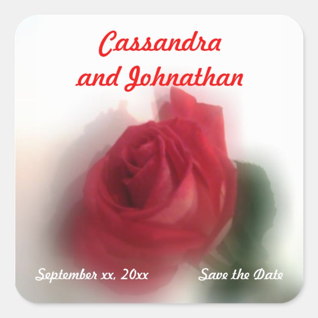 Rose Haze Save the Date Sticker (Front)