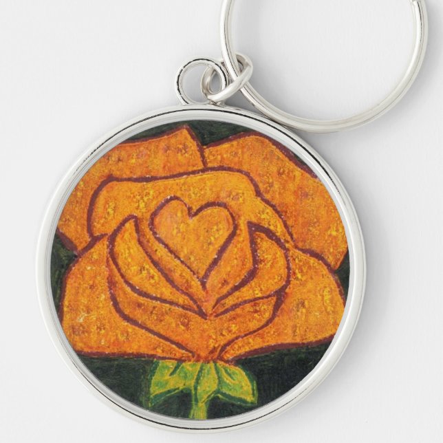 "Rose Heart #2" Floral Keychain (Front)