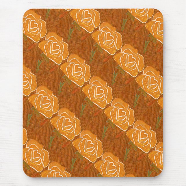 "Rose Heart #3" Tiled Pattern Floral Mousepad (Front)
