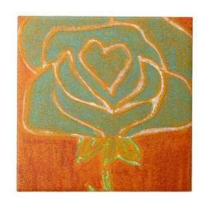 "Rose Heart #4" Kitchen Garden Ceramic Tile