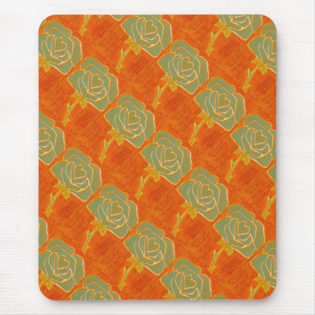 "Rose Heart #4" Tiled Pattern Floral Mousepad (Front)