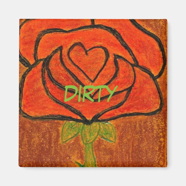 "Rose Heart #6" Dirty Dishwasher Status Magnet (Front)