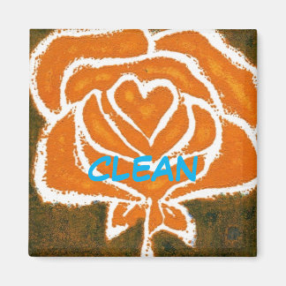 "Rose Heart #8" Clean Dishwasher Status Magnet