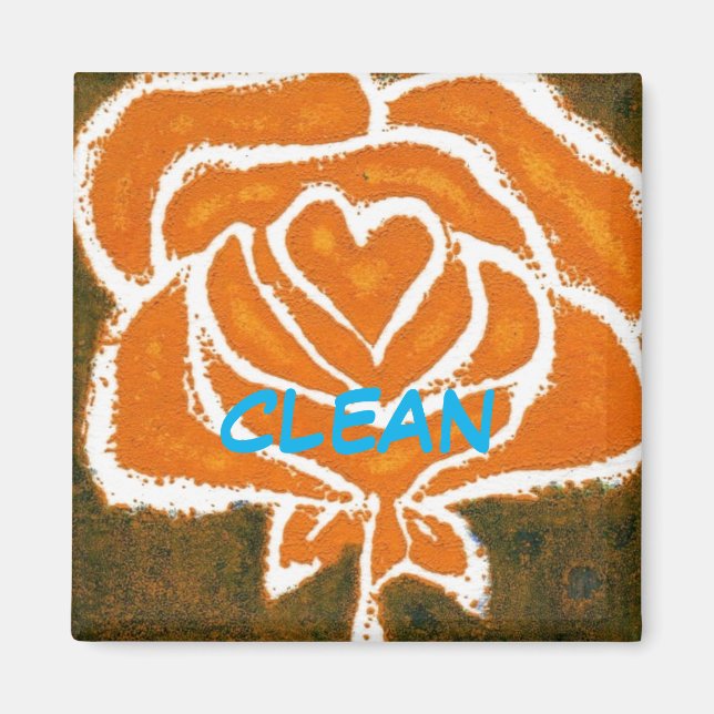 "Rose Heart #8" Clean Dishwasher Status Magnet (Front)