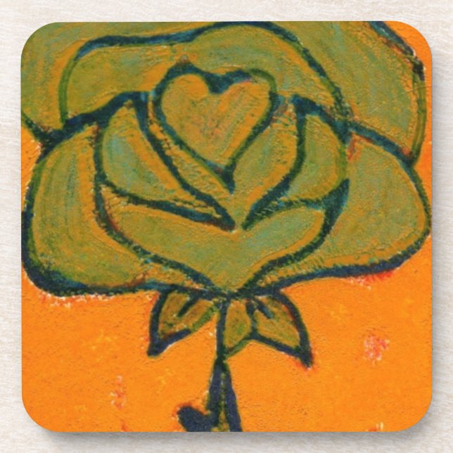 "Rose Heart #9" Floral Coaster Set (Front)
