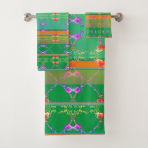 Rose Heart Apricot and Teal Towel