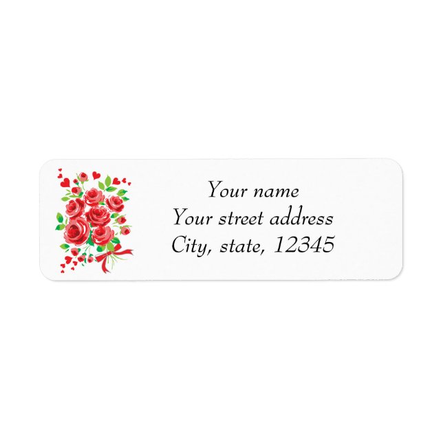 Rose heart bouquet return address label (Front)