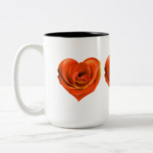 Rose Heart Bright Orange Two-Tone Coffee Mug
